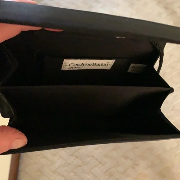 Carolyne Barton Black Evening Bag Handbag with magnetic snap & shoulder strap - Picture 2 of 11